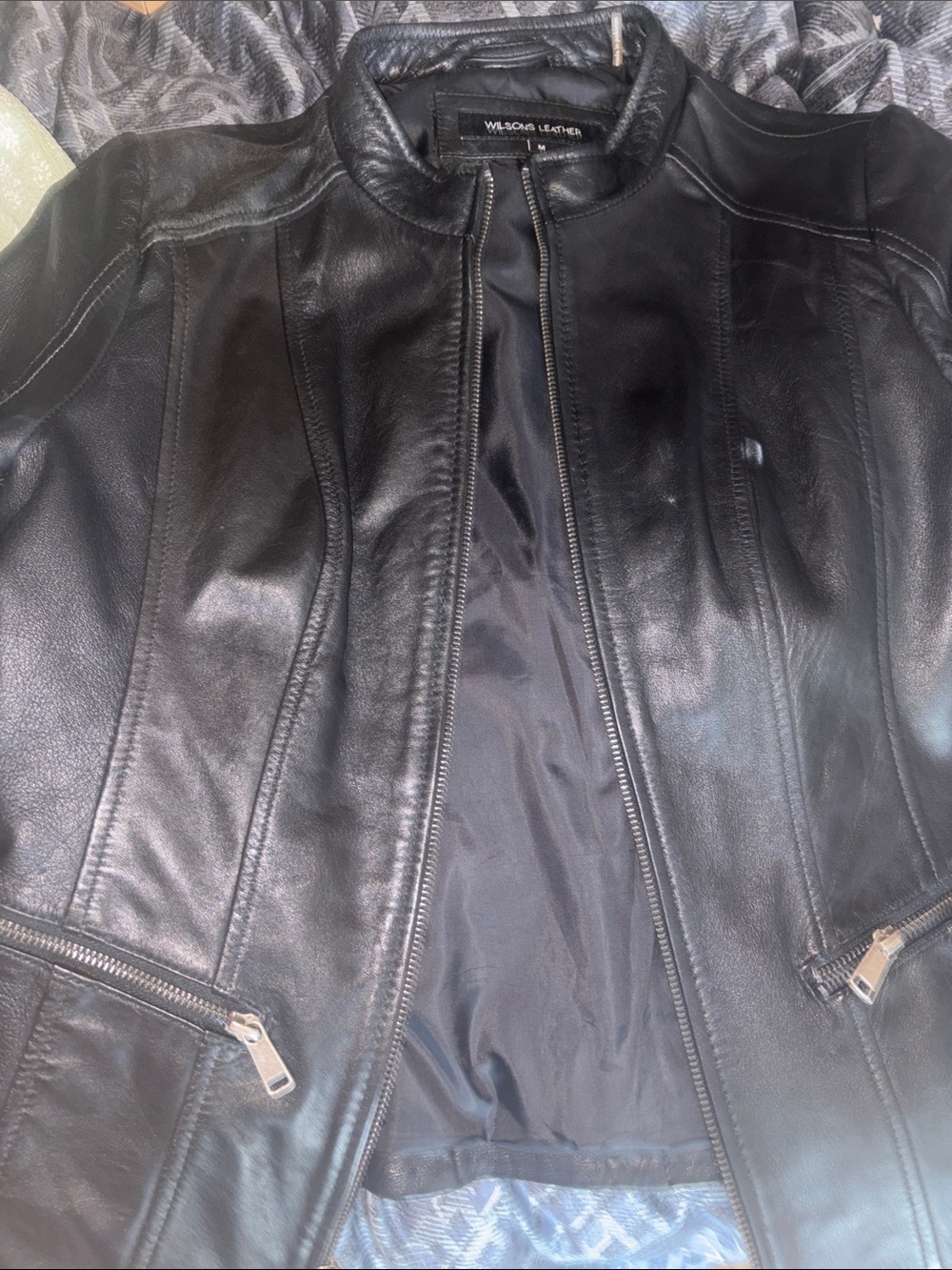 Wilsons Leather Black Leather Zip-Front Jacket